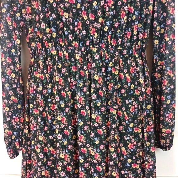 Live to be spoiled ditsy floral long-sleeve sheer mesh scoop neck maxi dress XL - Picture 4 of 14